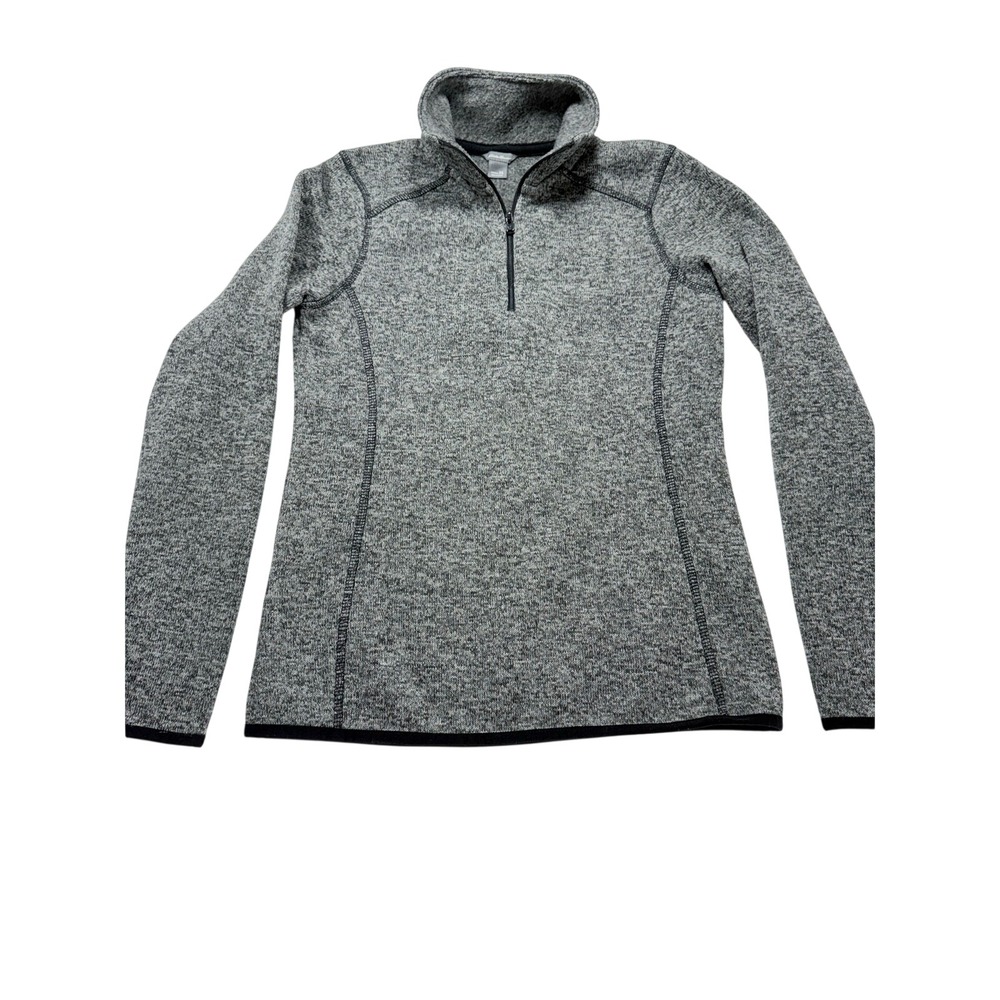 Eddie Bauer Womens Gray Marl Quarter Zip Sweater Fleece Pullover XS Long Sleeve
